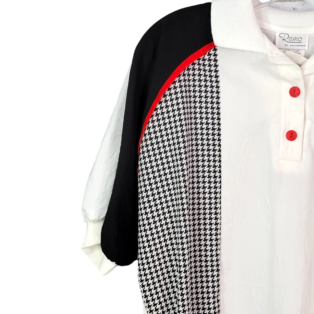 Reno of California Vintage Multi Pattern Color Block Button Up Blouse Tee M - Picture 8 of 12